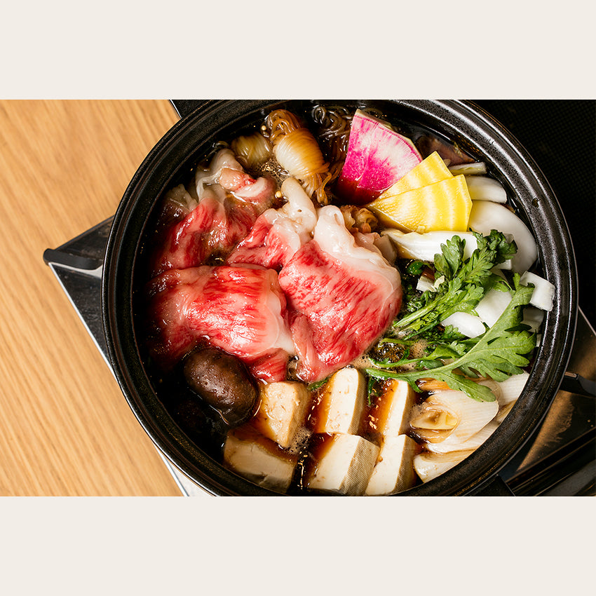 黒毛和牛&岩手県産岩中豚のカジュアルすき焼きセット(3~4人前)