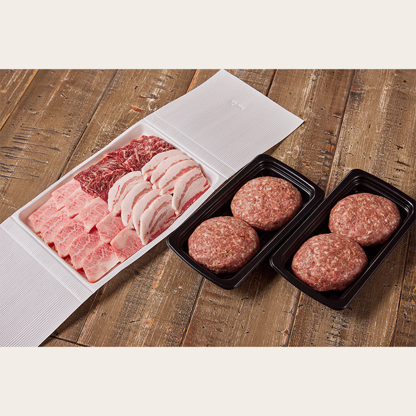 家族みんなで楽しむ 焼肉4種760g+ハンバーグ4個セット