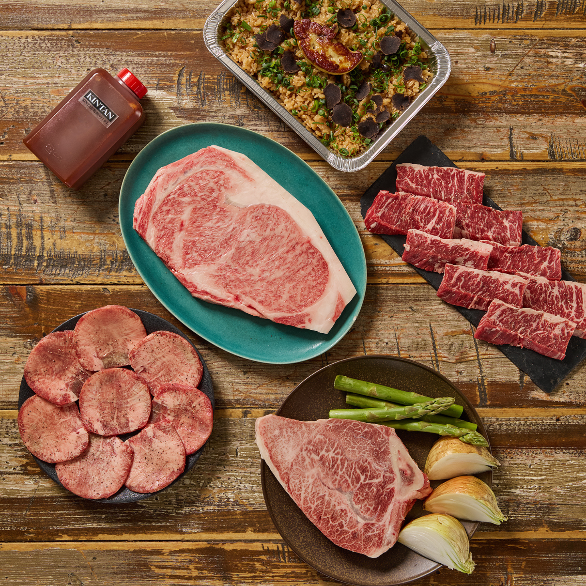 熟成牛タンとミスジ&サーロイン2種の極上ステーキ“贅沢”焼肉セット